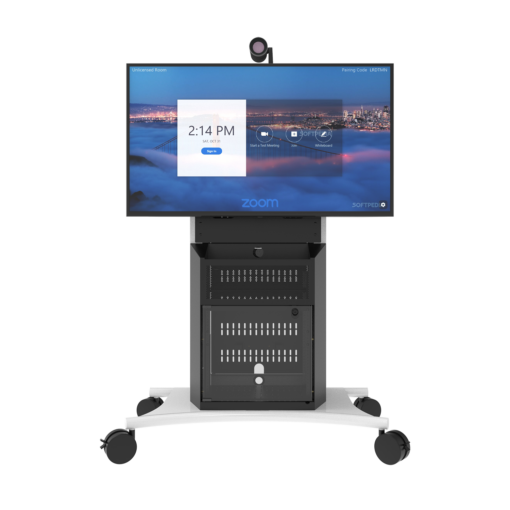 Avteq RPS-1000S Mobile Cart for single displays with a single display and PTZ camera. Front view