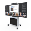 Avteq ELT-2100S Mobile Cart with a single 21:9 ultrawide display and Logitech video bar, Front Angled View