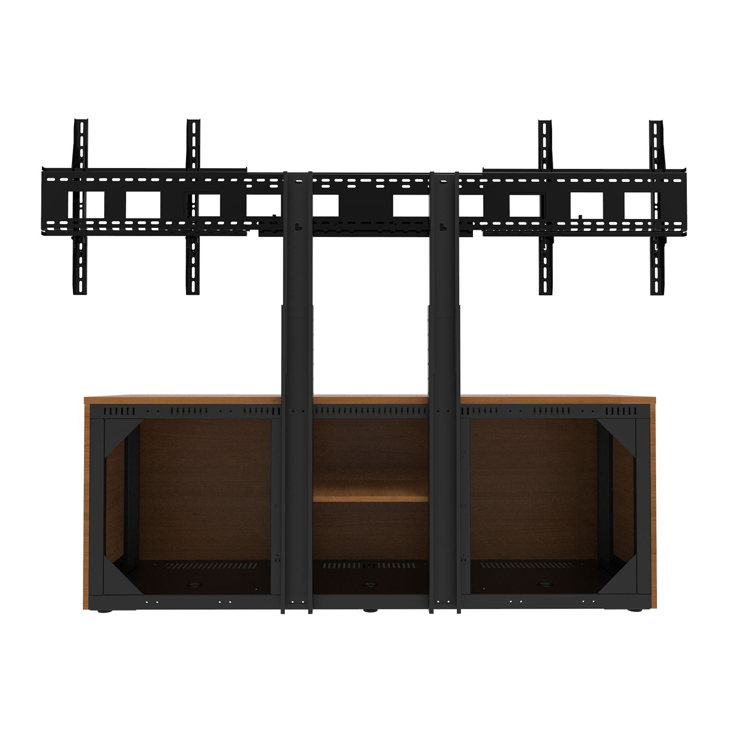 3-Bay Credenza with extended uprights and UM-2 Mount back view