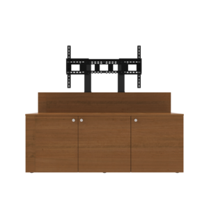 3-Bay Credenza with modesty panel and UM-1 Mount front view