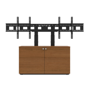 2 Bay Thin Credenza with uprights and UM-2 mount front view