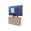 Avteq Thin 2-Bay Credenza with a veneer finish, single display (CRED2VTHIN-S) and PTZ Camera, Front Angled View