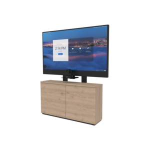 Thin 2-Bay Credenza Front Angled View Single Display with PTZ Camera