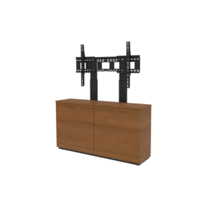 Thin 2-Bay Credenza Front Angled View Without Display