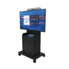 Avteq RPS-800S Mobile Cart with a single display and video bar, and touch panel. Front Angled View