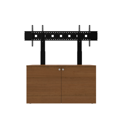 2-Bay Credenza CRED2L-s, CRED2V-S with uprights and Dual Large Format Display Mount