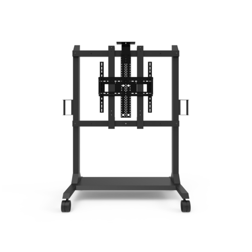 Avteq Max Mobile Cart for Large Format Displays with a UM-1 display mount, camera mount, and without a display, Front View