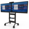 Avteq RPS-500L Mobile Cart with dual displays and a Poly camera, front angled view