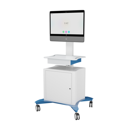 Avteq TMP-300 Telemedicine Mobile Cart with the Cisco Desk Pro, Front Angled View