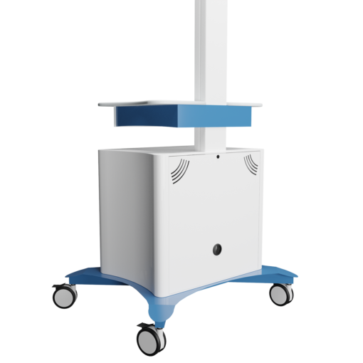 Avteq TMP-300 Telemedicine Mobile Cart close up view of the removable rear panel