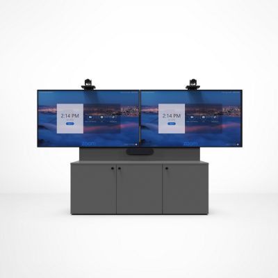 3-Bay Credenza with Dual Displays - Neat Solutions