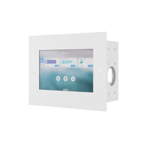 TC10-WMP In-Wall Mount with the Poly TC10 Touch Controller, Front Angled View